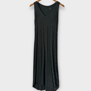 Daily Ritual Women’s Sleeveless Tank Dress Midi Black Grey Knit Size Extra Small